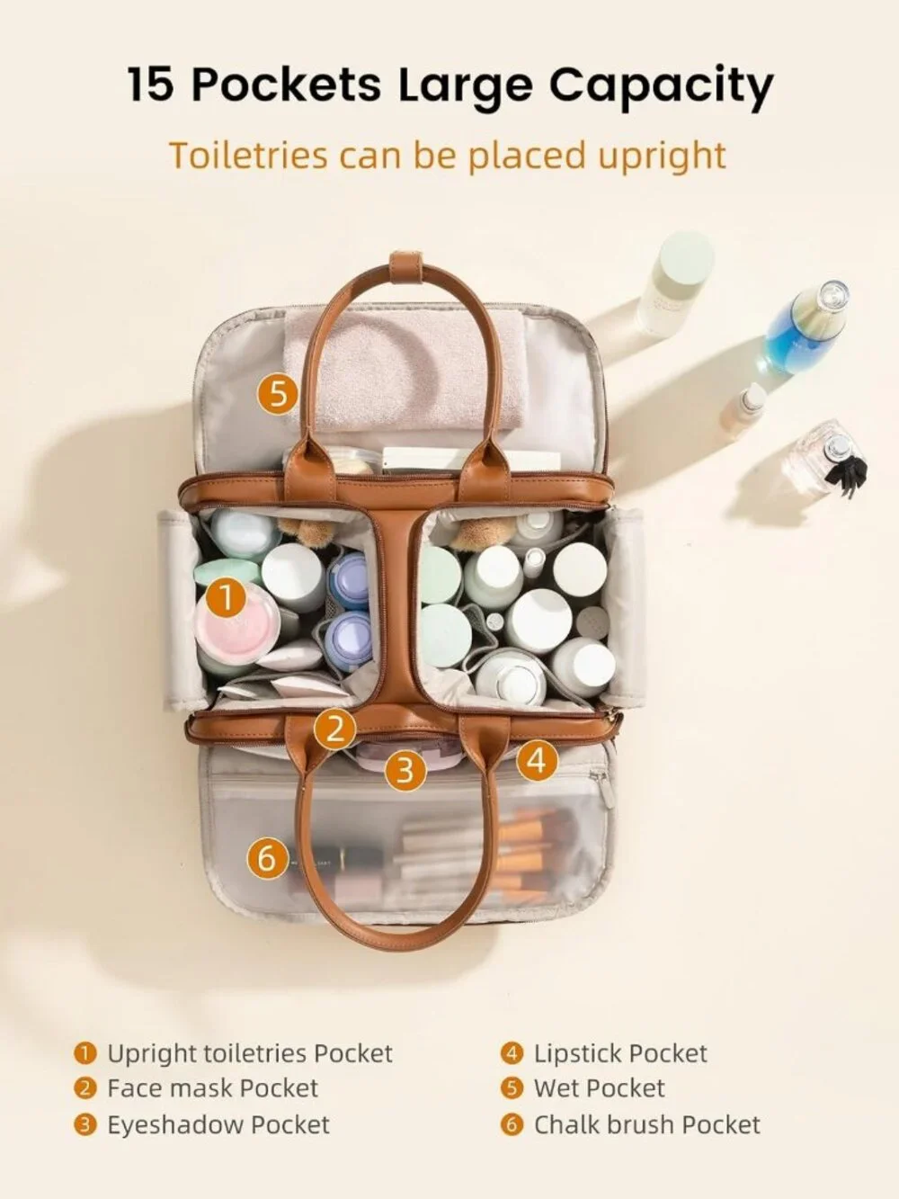 Stylish Waterproof Travel Toiletry Bag for Women - Large Makeup Organizer